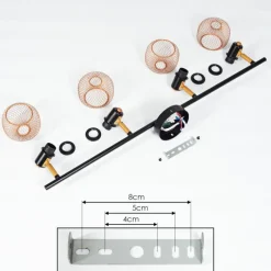 Lampes Dorées-hofstein Plafonnier Pipisu Or, Laiton, Noir, 4 lumières