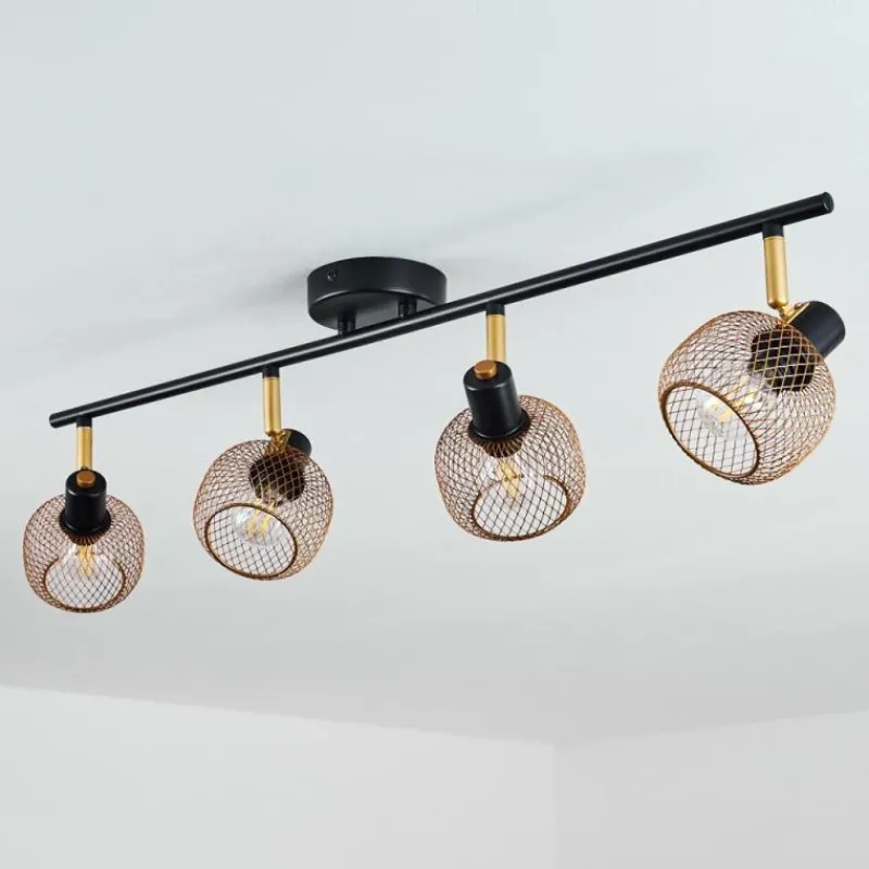 Lampes Dorées-hofstein Plafonnier Pipisu Or, Laiton, Noir, 4 lumières