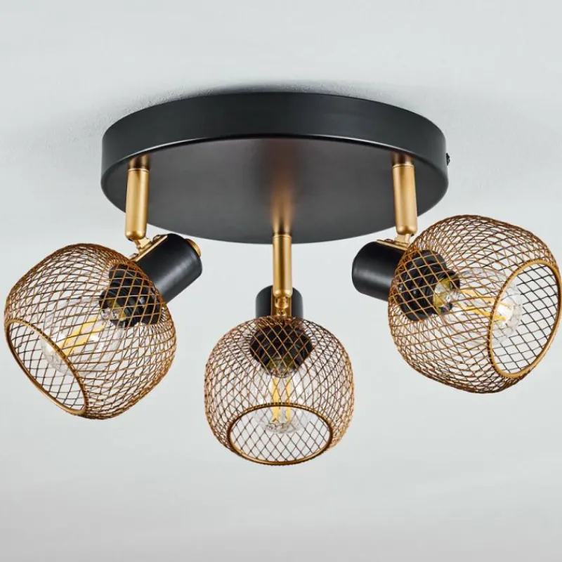 Lampes Dorées-hofstein Plafonnier Pipisu Or, Laiton, Noir, 3 lumières