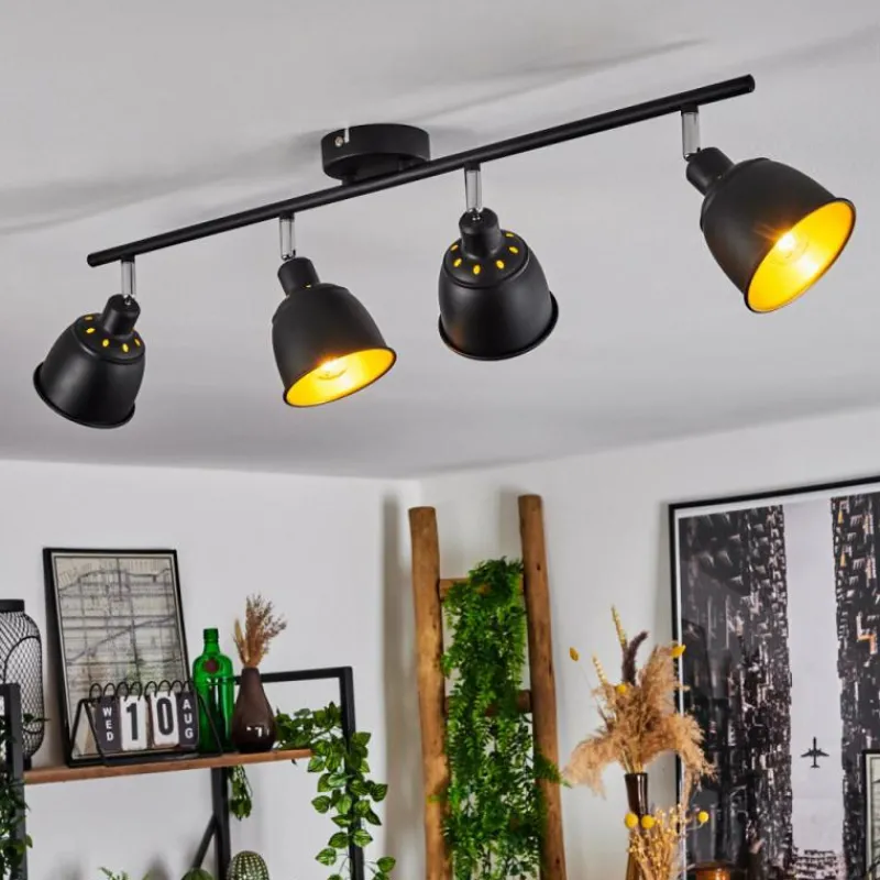 Lampes Dorées-hofstein Plafonnier Pistrino Chrome, Noir, 4 lumières