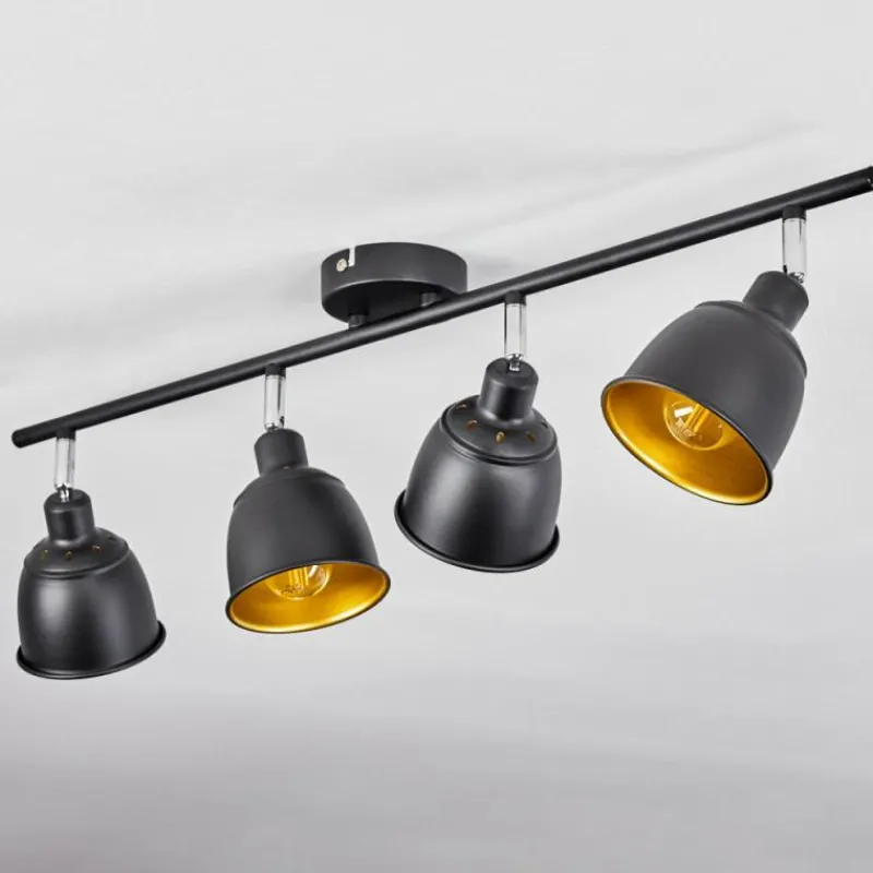 Lampes Dorées-hofstein Plafonnier Pistrino Chrome, Noir, 4 lumières
