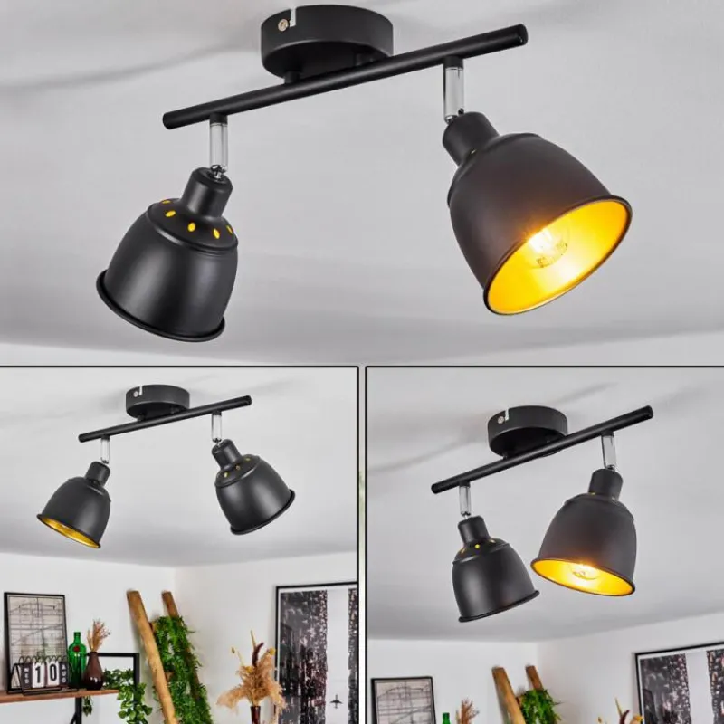 Lampes Dorées-hofstein Plafonnier Pistrino Chrome, Noir, 2 lumières