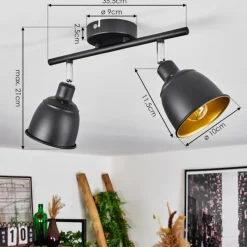 Lampes Dorées-hofstein Plafonnier Pistrino Chrome, Noir, 2 lumières