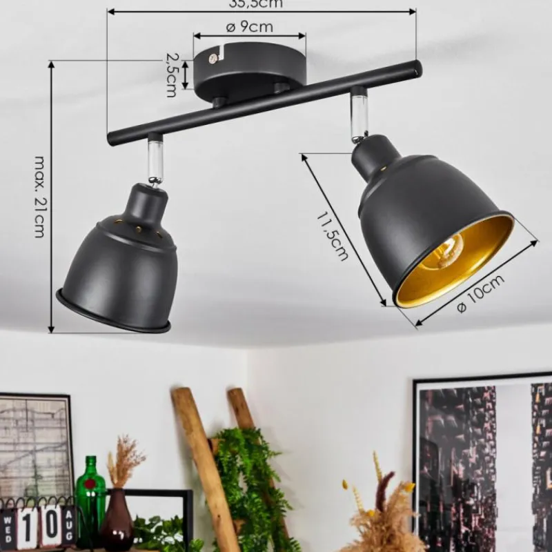 Lampes Dorées-hofstein Plafonnier Pistrino Chrome, Noir, 2 lumières