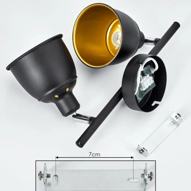 Lampes Dorées-hofstein Plafonnier Pistrino Chrome, Noir, 2 lumières