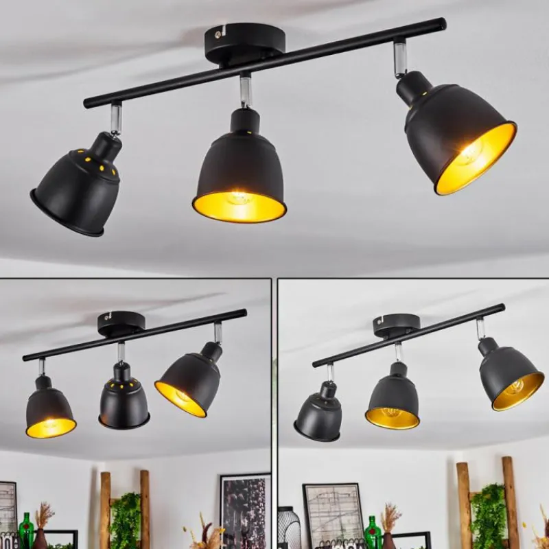 Lampes Dorées-hofstein Plafonnier Pistrino Chrome, Noir, 3 lumières