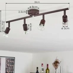 Lampes Industrielles-hofstein Plafonnier Planes LED Rouille, 4 lumières