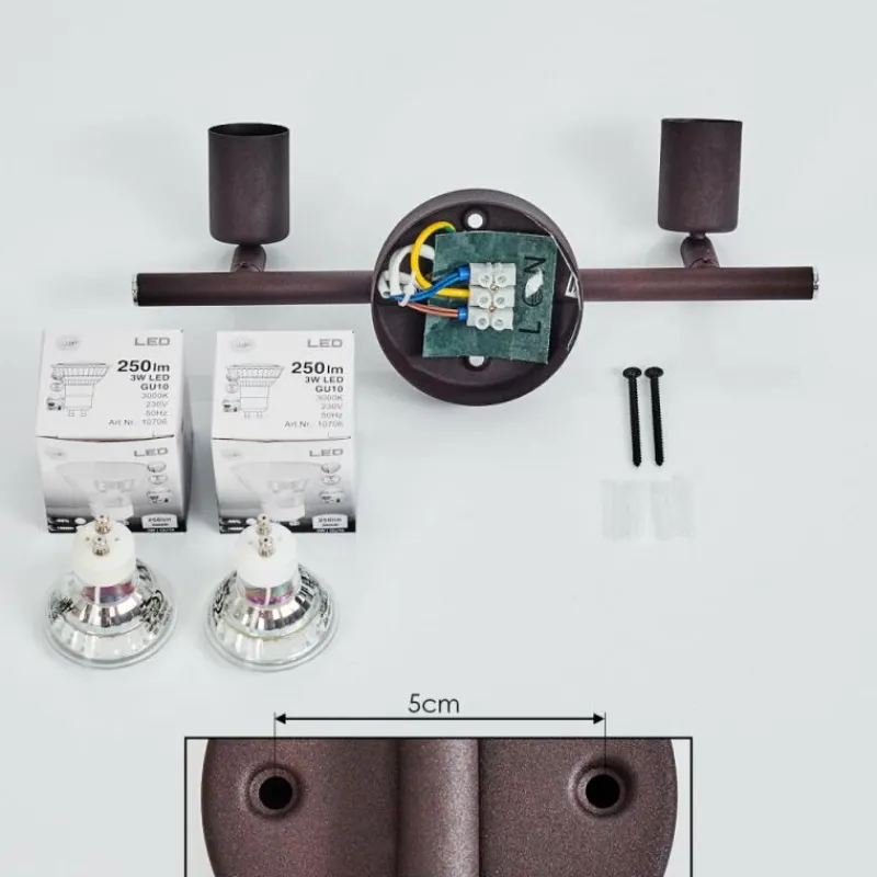 Lampes Industrielles-hofstein Plafonnier Planes LED Rouille, 2 lumières
