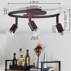 Lampes Industrielles-hofstein Plafonnier Planes LED Rouille, 3 lumières