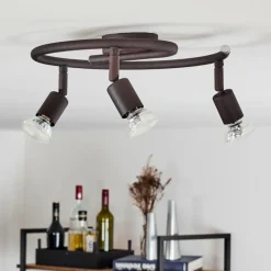 Lampes Industrielles-hofstein Plafonnier Planes LED Rouille, 3 lumières