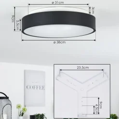 hofstein Plafonnier Playas LED Noir, Blanc, 1 lumière