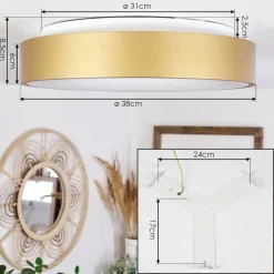 Lampes Dorées-hofstein Plafonnier Playas LED Or, Blanc, 1 lumière