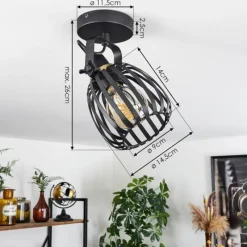 hofstein Plafonnier Pocho Laiton, Noir, 1 lumière* Spots Et Projecteurs