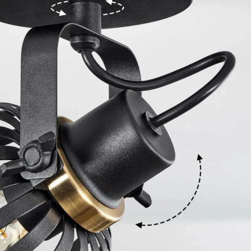 hofstein Plafonnier Pocho Laiton, Noir, 1 lumière* Spots Et Projecteurs