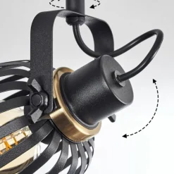 hofstein Plafonnier Pocho Laiton, Noir, 2 lumières* Spots Et Projecteurs