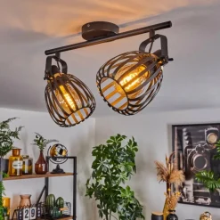 hofstein Plafonnier Pocho Laiton, Noir, 2 lumières* Spots Et Projecteurs