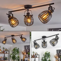 hofstein Plafonnier Pocho Laiton, Noir, 3 lumières* Spots Et Projecteurs