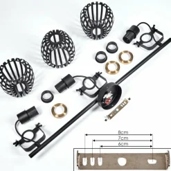 hofstein Plafonnier Pocho Laiton, Noir, 3 lumières* Spots Et Projecteurs