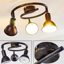 Lampes Dorées-hofstein Plafonnier Polmak Noir doré, 3 lumières