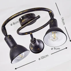 Lampes Dorées-hofstein Plafonnier Polmak Noir doré, 3 lumières