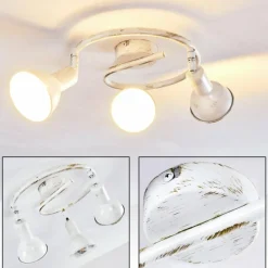 Lampes Dorées-hofstein Plafonnier Polmak Or, Blanc, 3 lumières