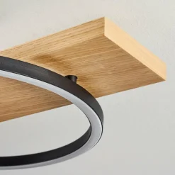 hofstein Plafonnier Pompu LED Bois clair, Noir, 1 lumière