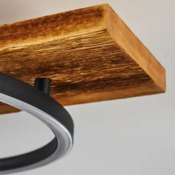 hofstein Plafonnier Pompu LED Bois foncé, Noir, 1 lumière