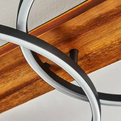 hofstein Plafonnier Pompu LED Bois foncé, Noir, 3 lumières