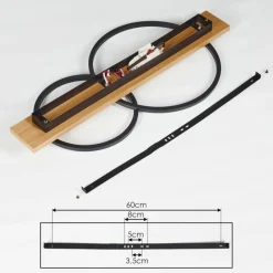 hofstein Plafonnier Pompu LED Bois clair, Noir, 2 lumières