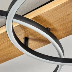 hofstein Plafonnier Pompu LED Bois clair, Noir, 3 lumières