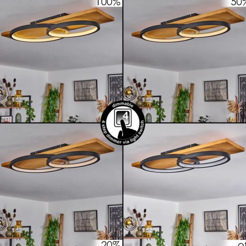 Luminaires Scandinaves-hofstein Plafonnier Pompu LED Écru, Noir, 1 lumière