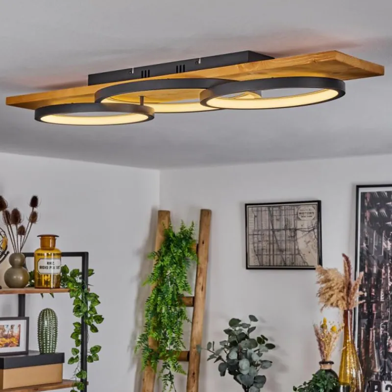 Luminaires Scandinaves-hofstein Plafonnier Pompu LED Écru, Noir, 1 lumière