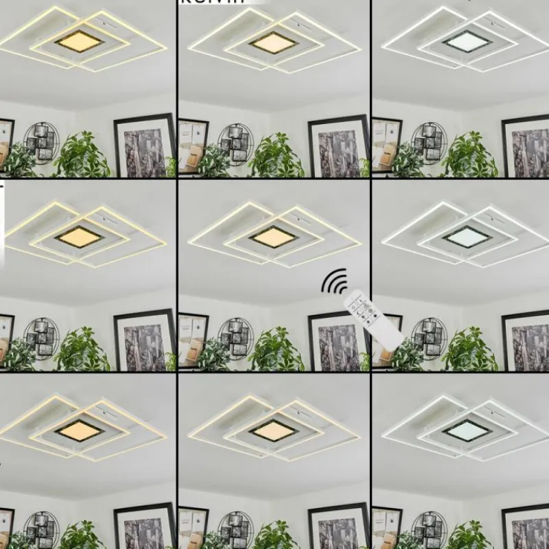 hofstein Plafonnier Popoy LED Blanc, 1 lumière, Télécommandes