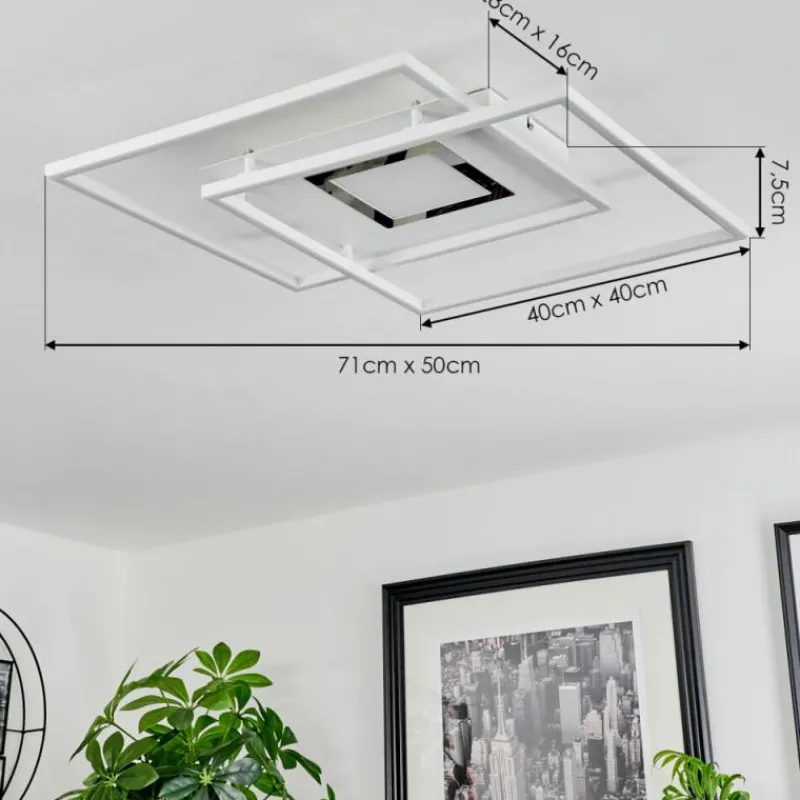 hofstein Plafonnier Popoy LED Blanc, 1 lumière, Télécommandes