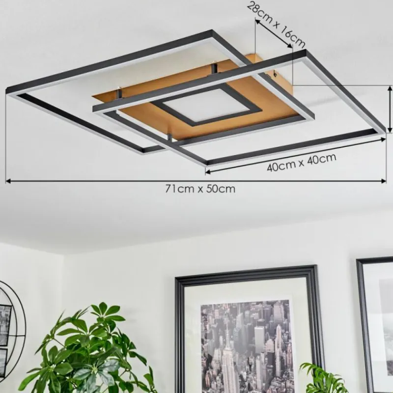 Lampes Dorées-hofstein Plafonnier Popoy LED Or, Noir, 1 lumière, Télécommandes