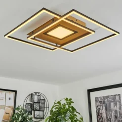 Lampes Dorées-hofstein Plafonnier Popoy LED Or, Noir, 1 lumière, Télécommandes