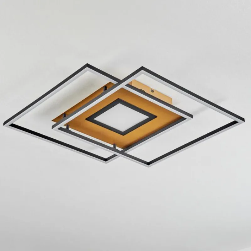 Lampes Dorées-hofstein Plafonnier Popoy LED Or, Noir, 1 lumière, Télécommandes