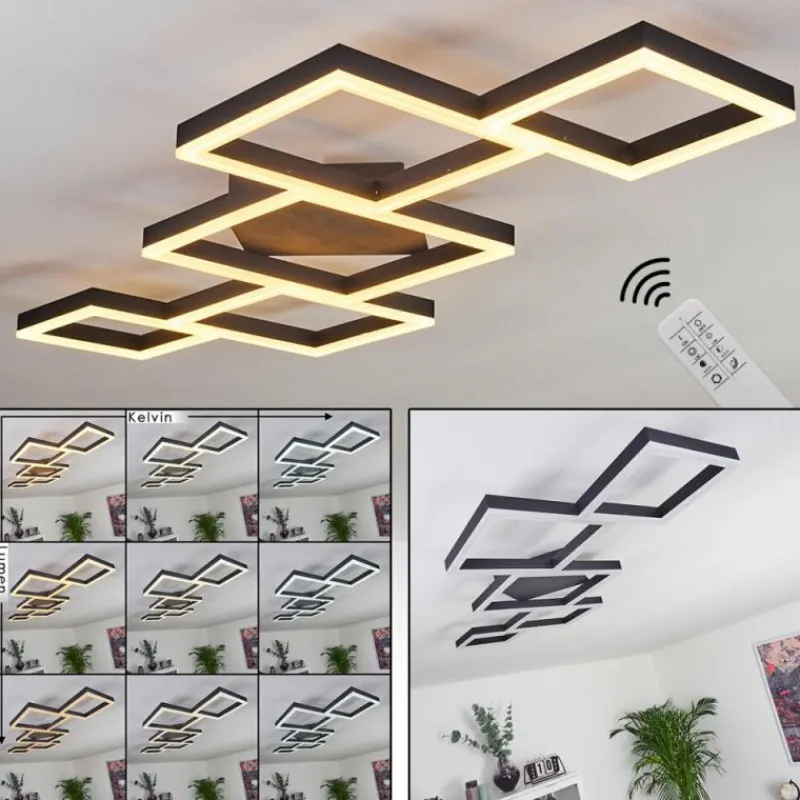 hofstein Plafonnier Pourao LED Noir, Blanc, 1 lumière, Télécommandes