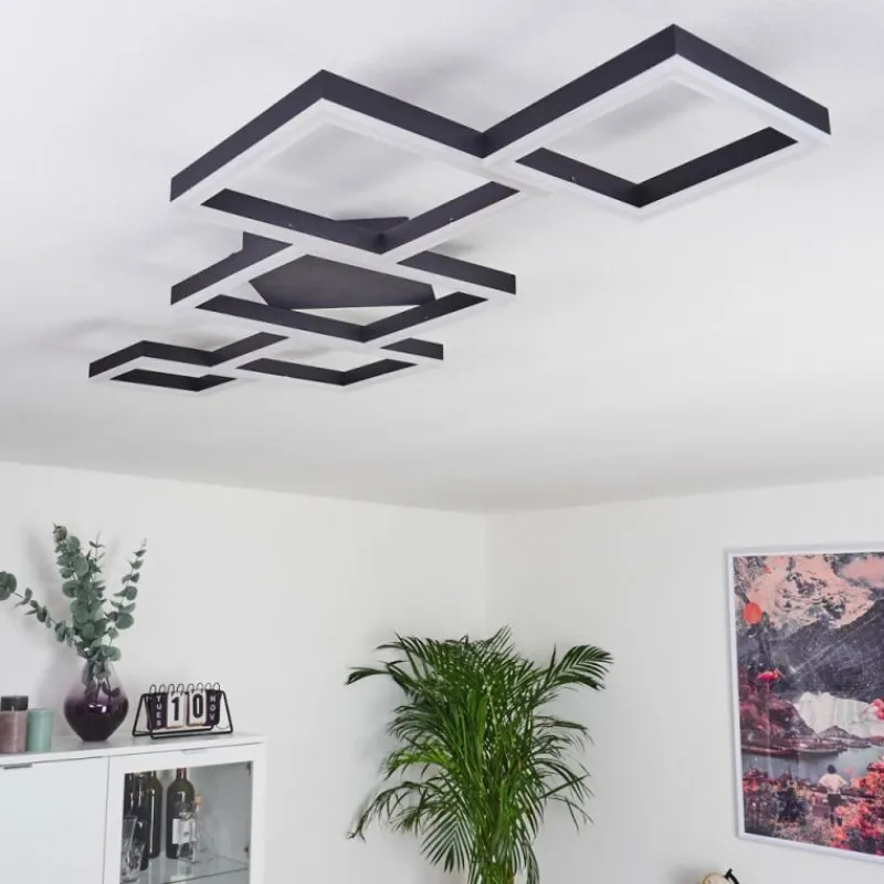 hofstein Plafonnier Pourao LED Noir, Blanc, 1 lumière, Télécommandes