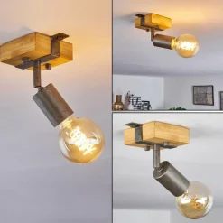 Lampes Vintages & Rétros-hofstein Plafonnier Praia Brun, Gris, 1 lumière