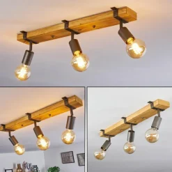 Lampes Vintages & Rétros-hofstein Plafonnier Praia Brun, Gris, 3 lumières