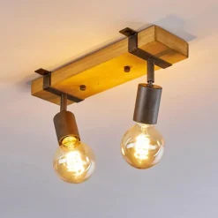 Lampes Vintages & Rétros-hofstein Plafonnier Praia Brun, Gris, 2 lumières