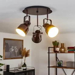 Lampes Industrielles-hofstein Plafonnier Presa Bronze, Crème, 3 lumières