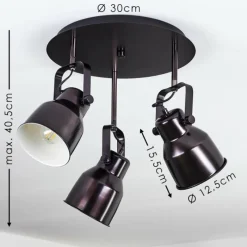 Lampes Industrielles-hofstein Plafonnier Presa Bronze, Crème, 3 lumières