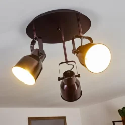 Lampes Industrielles-hofstein Plafonnier Presa Bronze, Crème, 3 lumières