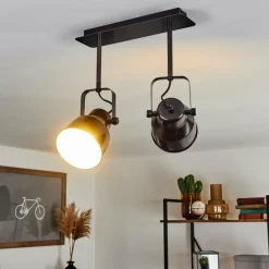 Lampes Industrielles-hofstein Plafonnier Presa Noir, 2 lumières