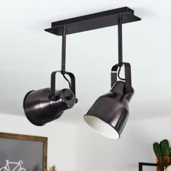 Lampes Industrielles-hofstein Plafonnier Presa Noir, 2 lumières