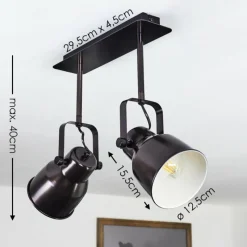 Lampes Industrielles-hofstein Plafonnier Presa Noir, 2 lumières