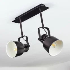 Lampes Industrielles-hofstein Plafonnier Presa Noir, 2 lumières