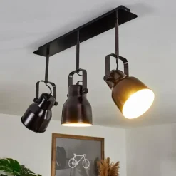 Lampes Industrielles-hofstein Plafonnier Presa Noir, 3 lumières